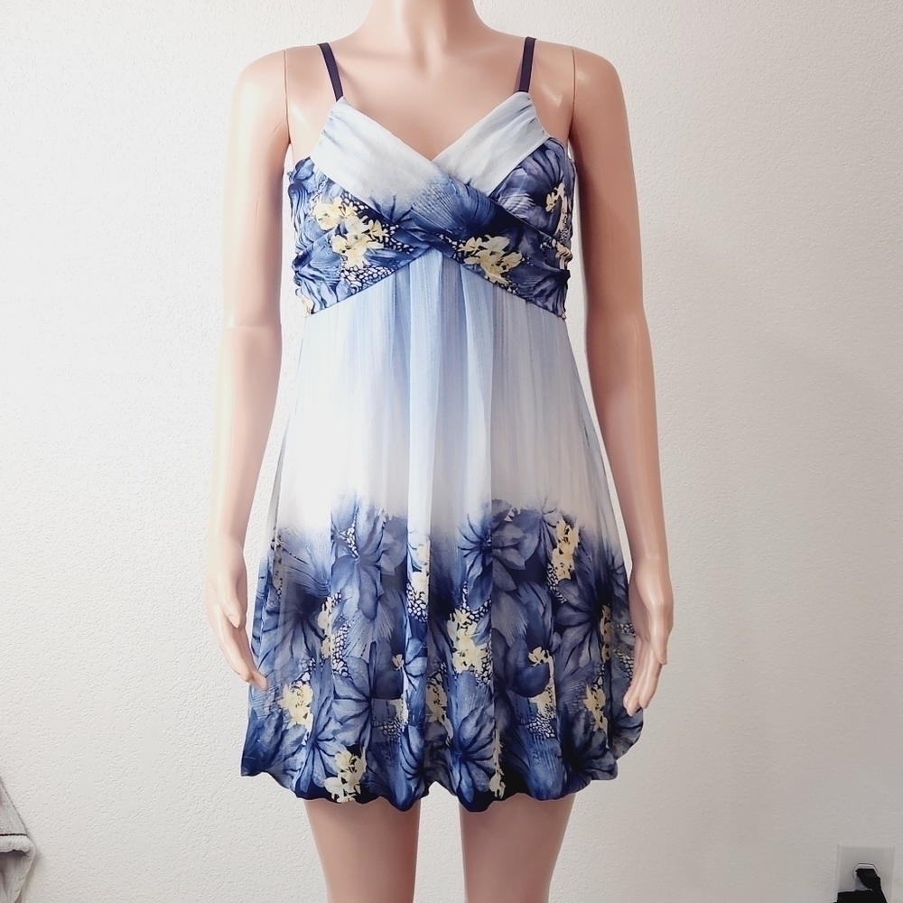 CAMEO Strapless Floral Spring Flowers Wrap Around Belt Tie Mini Dress Size: M